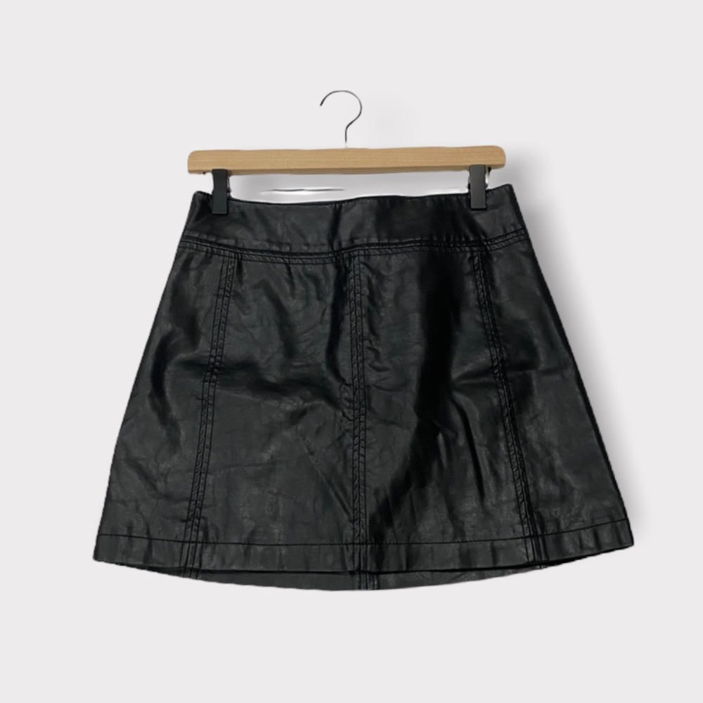 Free People Faux Leather A-line Mini Skirt Sz 4